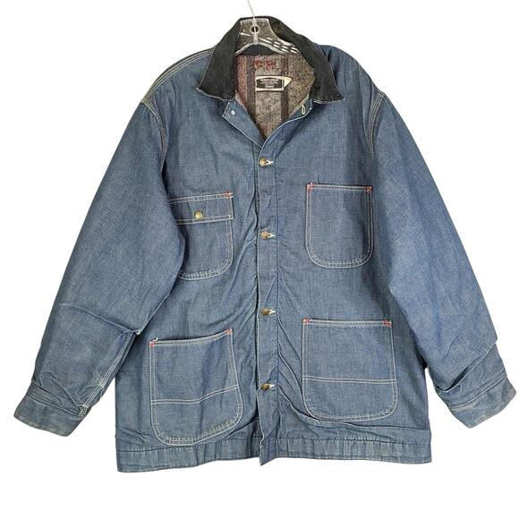 Vintage Sears Leisure Chore Blanket Lined Work Coat Jacket XLT 46/48 True Vtg - Picture 2 of 11